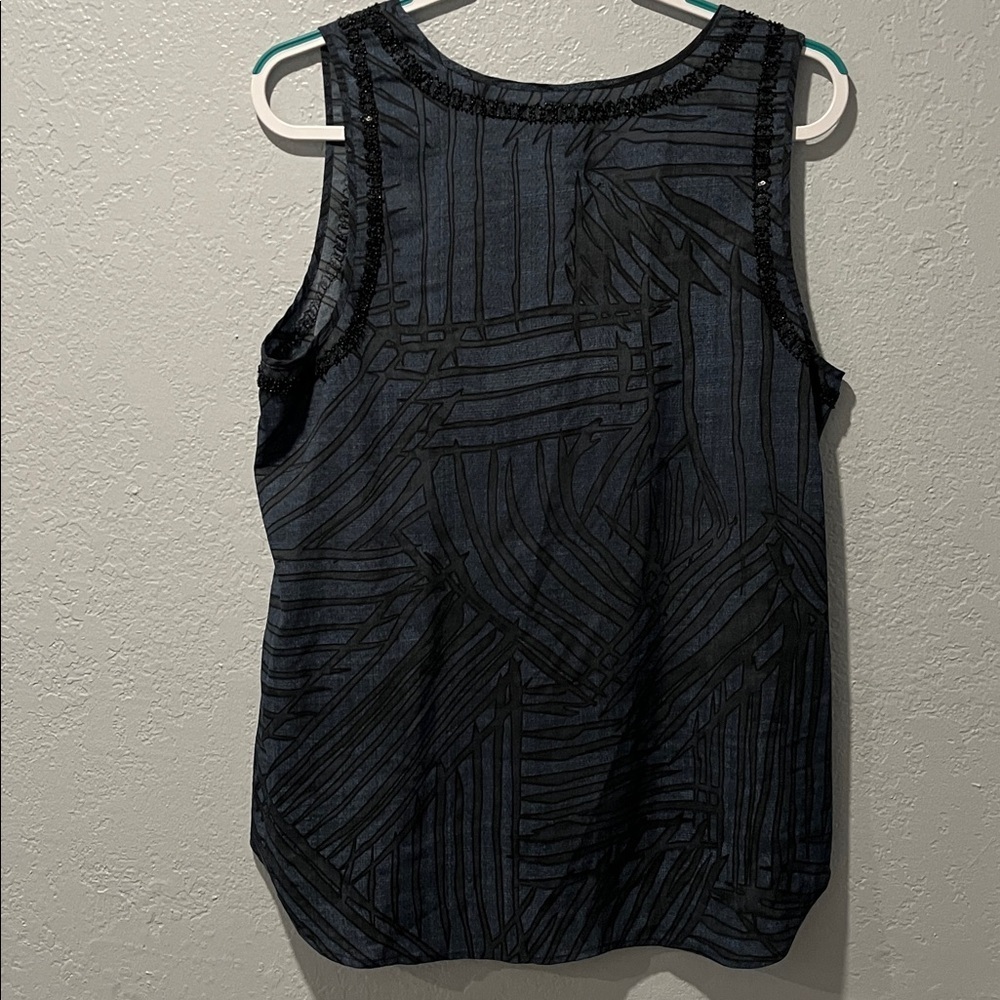 Cabi Women's Limited Edition black/ Blue Beaded Sleeveless Tunic Top Sz M - Picture 5 of 5